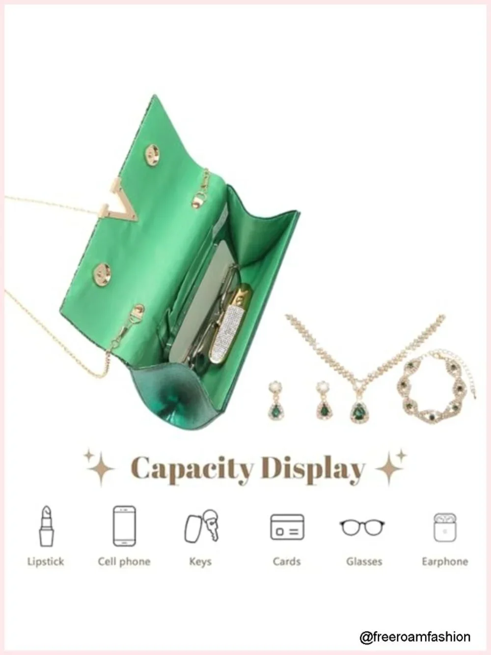 4-Piece Evening Clutch Set with Rhinestone Jewelry Crystal Handbag